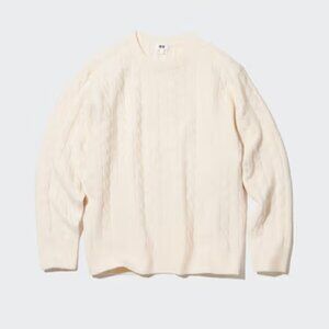 Uniqlo Soufflé Yarn Cable Knit Crew Neck Jumper